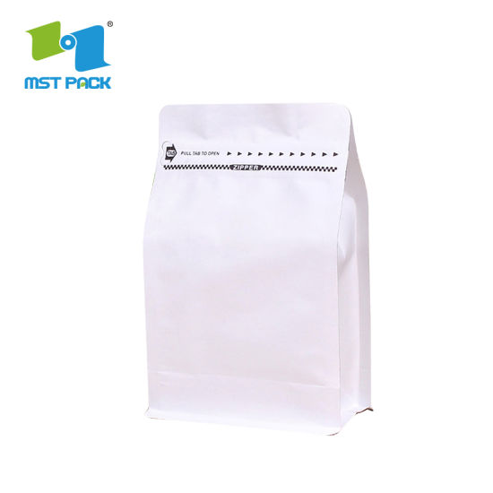 热封箔衬里定制印刷可生物降解聚酯薄膜咖啡包装扁平底袋与阀门