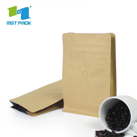 定制设计生态生态纸柔性包装铝箔可重复密封Ziplock单向阀咖啡包装袋