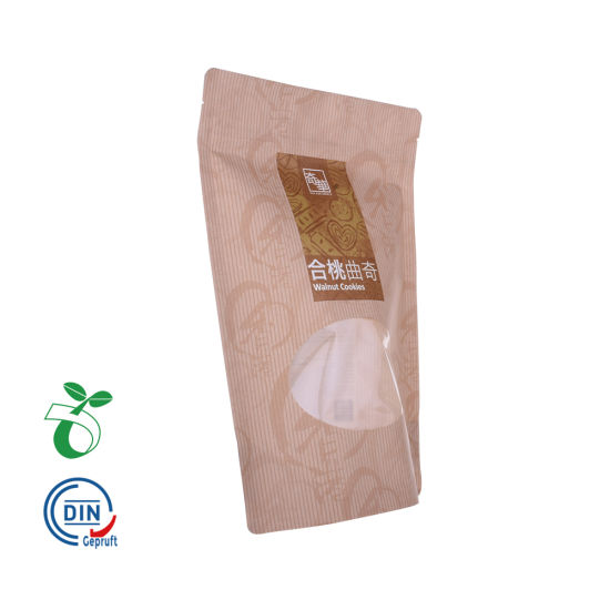 干燥的休闲食品包装100％可生物降解的可堆肥牛皮纸袋与窗口